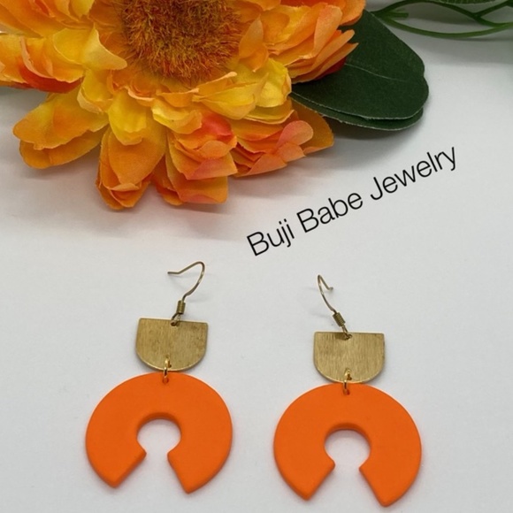 Jewelry - Handmade Polymer Clay and Raw Brass Earrings